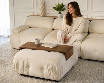 Modern Over Ottoman Tray Table Wooden Ottoman Coffee Table Top Overlay Sleek Sofa Tray for Drinks Snacks Minimalist Ottoman Cover Table