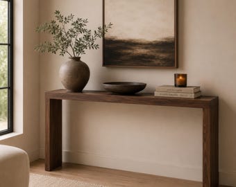 Mesa consola de entrada, mesa consola estrecha para entrada, mesa auxiliar de madera delgada para sofá, mesa de pasillo personalizada para detrás del sofá, muebles modernos para apartamentos.