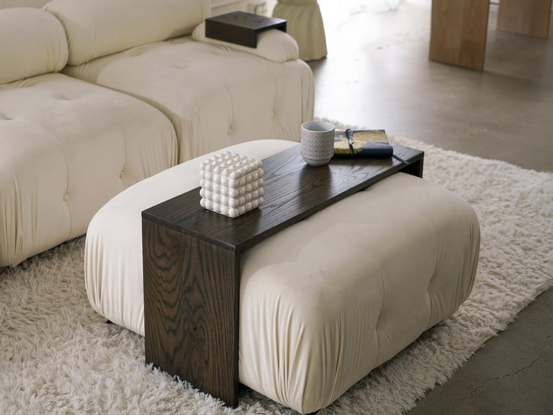 Over ottoman coffee table tray with wooden table top design multifunctional tray serves as overlay ottoman cover and cocktail tray perfect for drinks snacks or remote controls ideal for use as coffee table tray for ottoman or sofa combining style and function for living room convenience
