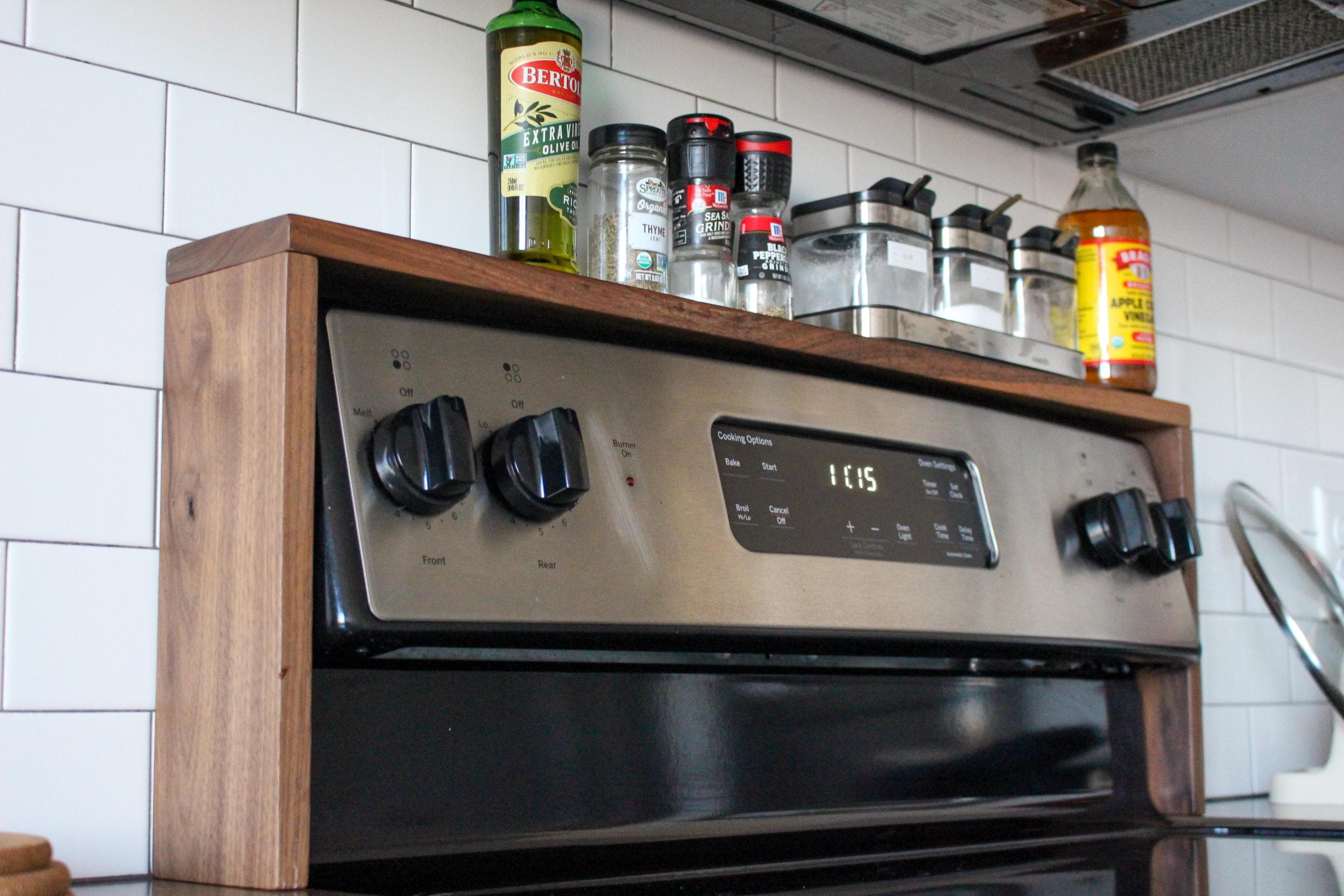 Walnut Spice Rack Stove Shelf Kitchen Storage Counter Organizer Wooden ...