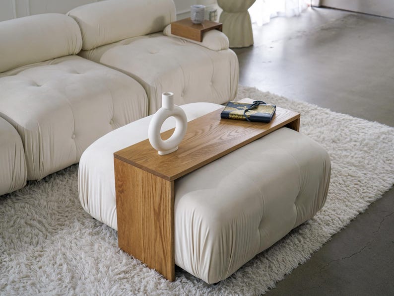 Over ottoman tray table with wooden top used as a cover for coffee tables ottomans and sofas great as a serving tray for snacks drinks or laptops provides stable surface for everyday use in small space living rooms or entertainment areas