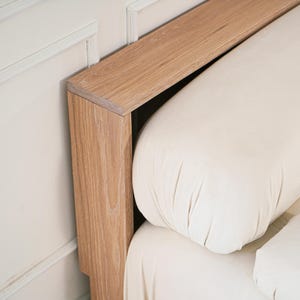Handmade wood entryway console table with modern organic design and vintage inspired style perfect for hallway living room foyer and behind sofa placement crafted as a minimalist accent furniture piece for contemporary homes apartments and rustic interiors ideal for displaying home decor plants candles books and decorative accessories while creating a warm inviting and stylish atmosphere in any space