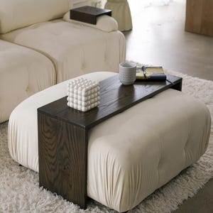 Functional over ottoman tray made of wood for use as coffee table sofa tray or ottoman top cover great for serving food and drinks or using as a laptop desk or decor display ideal for modern or rustic home setups