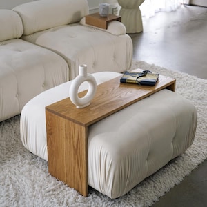 Wooden ottoman table top tray that fits securely over your ottoman serves as a cocktail tray drink and snack holder or decorative table top overlay great for living room sofa or apartment use adds style and function