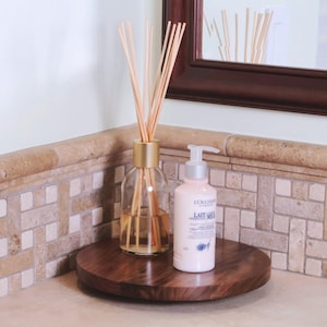 Wood Vanity Organizer Bathroom Organizer Makeup Organizer Cosmetic Storage Countertop Organizer Rotating Shelf Swivel Design Beauty Station