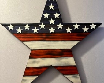 American Patriot Star: Triple-Stain Wood Accent (19.5&quot;)