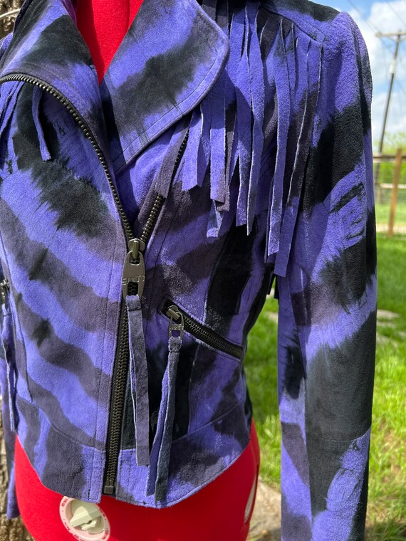 Vintage Purple Suede Fringe Jacket - image 3