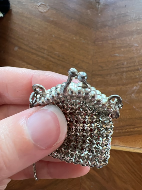 Rare Antique Mesh Chain Purse Necklace - image 5