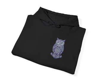 Sudadera con capucha y estampado floral de búhos / Estampado botánico de aves en el pecho, sudadera unisex con estampado de naturaleza, regalo ideal para amantes de los búhos.