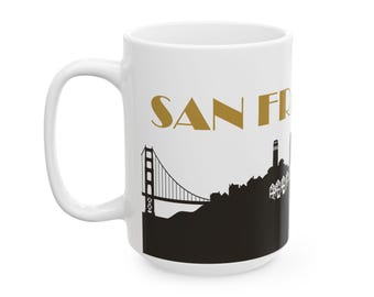 Taza con el horizonte de San Francisco / Taza de cerámica con el puente Golden Gate