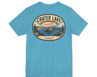 Diseño vintage de camiseta, taza y pegatina del Parque Nacional Crater Lake de Oregón.