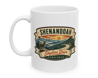 Shenandoah - Taza de cerámica del Parque Nacional de mediados de siglo / Taza de café retro de Virginia Blue Ridge / Taza de recuerdo de viaje vintage