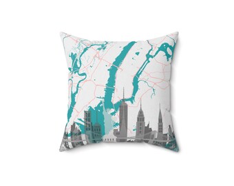 Cojín con el mapa del horizonte de la ciudad de Nueva York / Cojín urbano moderno