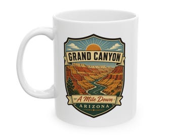 Taza de cerámica del Gran Cañón - Parque Nacional de mediados de siglo / Taza de café retro del Cañón de Arizona / Taza de recuerdo de viaje vintage