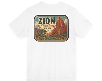 Zion - Camiseta del Parque Nacional de mediados de siglo / Camiseta retro con estampado de la naturaleza de Utah / Camiseta vintage de recuerdo de viaje