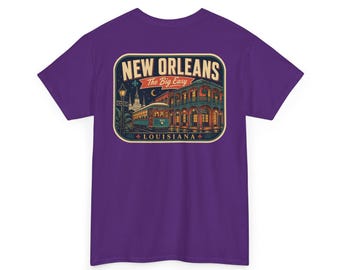 Nueva Orleans - Camiseta con etiqueta de equipaje de mediados de siglo / Camiseta retro con insignia de la ciudad