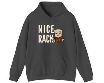 Sudadera con capucha Nice Rack / Divertida sudadera con estampado de costillas a la barbacoa con humor para adultos. Regalo original y atrevido.