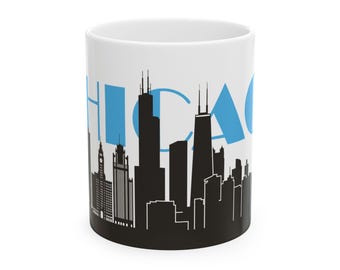 Taza con el horizonte de Chicago / Taza de cerámica con el horizonte de la ciudad