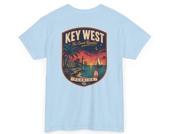 Key West - Camiseta con etiqueta de equipaje de mediados de siglo / Camiseta retro con insignia de la ciudad isleña