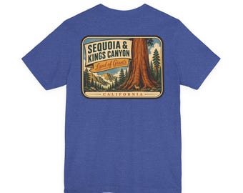 Camiseta Sequoia - Parque Nacional de mediados de siglo / Camiseta retro con estampado de la naturaleza de California / Camiseta vintage de recuerdo de viaje