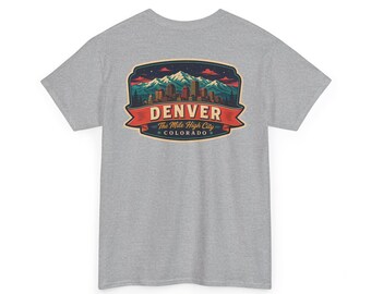 Denver - Camiseta con etiqueta de equipaje de mediados de siglo / Camiseta retro con insignia de ciudad de montaña