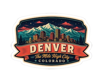 Denver - Etiqueta adhesiva para equipaje de mediados de siglo / Calcomanía retro de viaje de Colorado / Recuerdo de la ciudad de la milla de altura