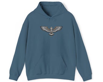 Sudadera con capucha y águila con diamantes de imitación / Diseño de águila brillante en el pecho, sudadera unisex adornada, jersey de regalo con diseño de águila