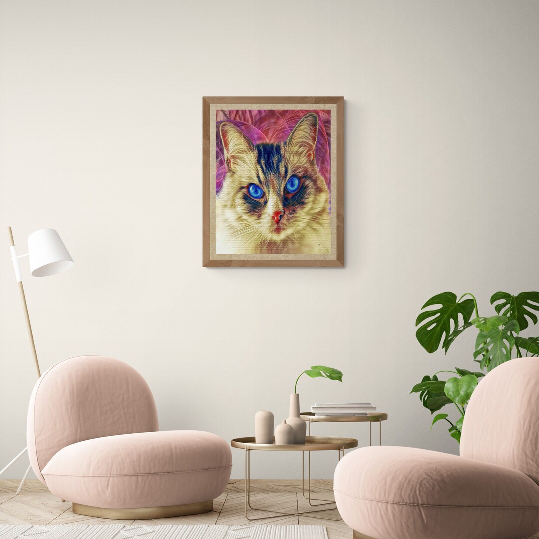 Printable Siamese Cat Wall Art Downloadable Cat Art Colorful Etsy