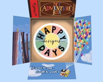 Disney “Up” Theme Care Package Label, Long Distance or Military Gift, Printable Box Flaps for Boyfriend or Husband, Download
