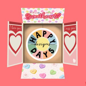 Etichette digitali per pacchi regalo – Grazioso regalo di San Valentino, alette di scatole stampabili per partner a lunga distanza o militari, download immediato