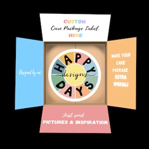 CUSTOM care package labels/care package flaps/gift box decor/deployment care package label/college care pack label/usps flat rate box flaps