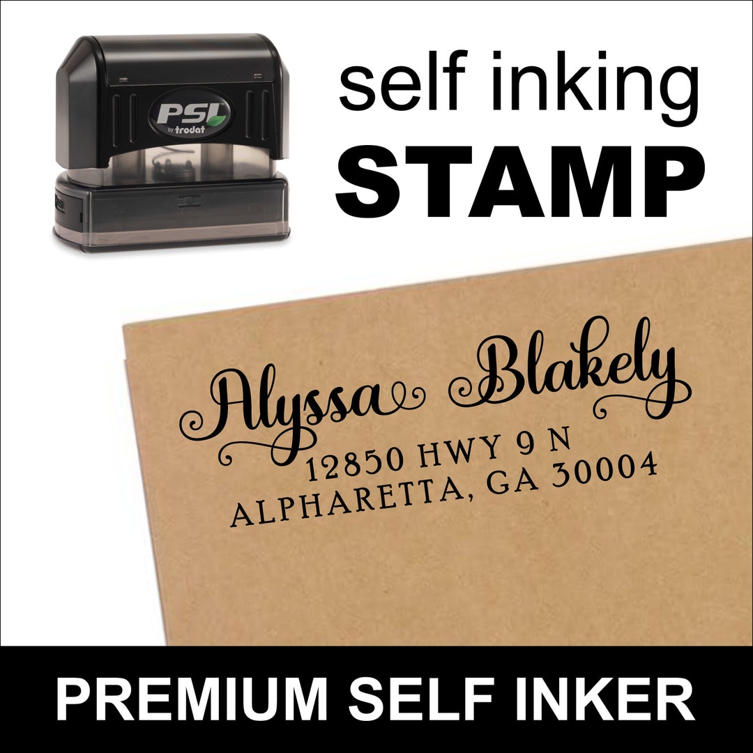 Return Address Stamp, Self Inking Address Stamp, Calligraphy Address