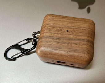 Custom Engraved Wood AirPods4 Case, Wooden Protective Cover for Airpods, Earpods Cover with Keychain, Birthday Gift