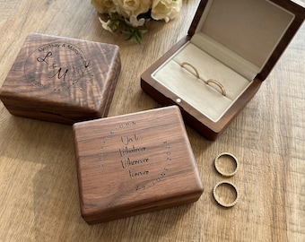 Custom Walnut Wood Ring Box, Wedding Ceremony, 4 Slot
