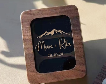 Custom 3 Slots Wedding Ring Box, Triple Flip Wood Ring Box, Engagement Ring Box, Ring Bearer Ring Box, Wedding Gift, Christmas Gift