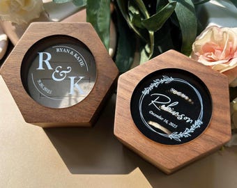 Personalized 3 Slot Wedding Ring Box, Triple Slot Ring Box, Wood Ring Box 3 Slot, Three Ring Box, Velvet Ring Box 3 Slots, 3 Ring Holder