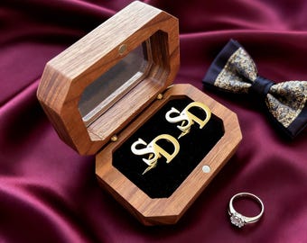 Personalized Groomsmen Gifts, Groomsmen Proposal, Gold Plated Initial Cufflinks, Wedding Gift, Cufflinks for Groom, Father,Best Man Proposal