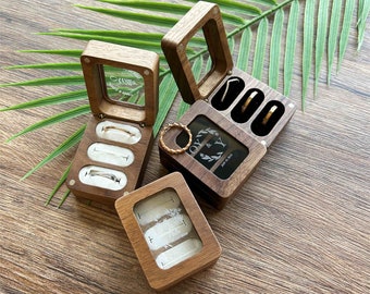 Benutzerdefinierte Hochzeit Ringbox Dreifach Ring Holzringbox , Verlobungsring Box , Ringträger Ringbox , Ringboxhalter , Eheringbox