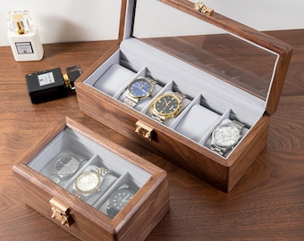Personalized Engraved Watch Box, Custom Gifts for Him,Watch Case for Men, Gift for Dad, Anniversary Gift, Watch Storage Case, Christmas Gift