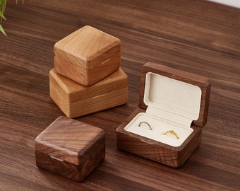 Custom Wedding Ring Box, Engraved Engagement Ring Box, Ring Box Holder, Small Jewelry Box, Gift for Him or Her