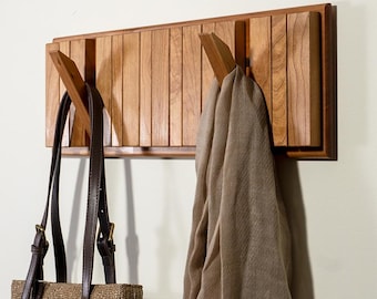 Solid Cherry Wood Mounted Piano Coat Rack, Unique Doorway Piano Key Wall Coat Rack, Home Decor Gift, Walnut Rack For Hats Towels Bags