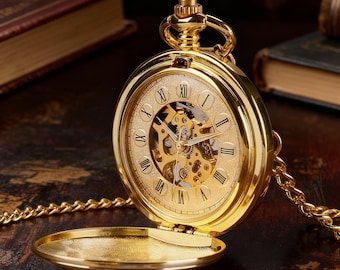 Custom Engraved Mechanical Pocket Watch, Personalized Groomsmen Gift, Valentine's Day Gift