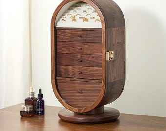 Gepersonaliseerde grote sieradendoos voor vrouwen, notenhouten sieradendoos, cadeau bruidsmeisje, houten sieradenorganisator, moedercadeau