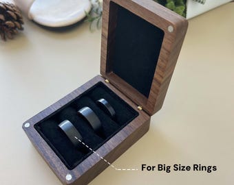 3 Slots Wood Ring Box For Big Rings, Custom Wedding Ring Box, Engagement Ring Box, Ring Bearer Ring Box, Heirloom Ring Box Holder