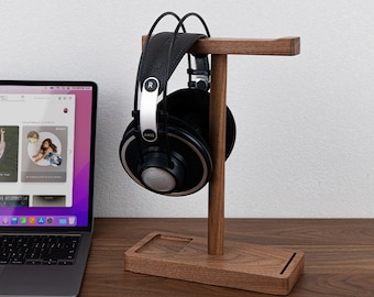 Custom Wood Headphone Stand, Headphone Holder, Docking Station, Desk Organiser, Office Decor, Gift for him, Music Lover, Gift For Him