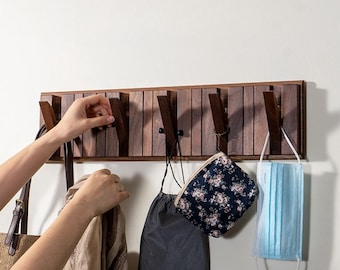 Solid Wood Mounted Piano Coat Rack, Unique Doorway Piano Key Wall Coat Rack, Home Decor Gift, Walnut Rack For Hats Towels Bags