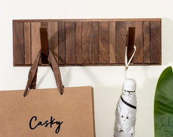Solid Walnut Wood Mounted Piano Coat Rack, Unique Doorway Piano Key Wall Coat Rack, Home Decor Gift, Walnut Rack For Hats Towels Bags