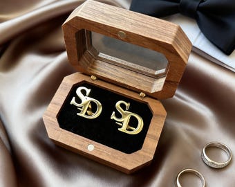 Personalized Cufflinks for Groom, Groomsmen Gifts, Groomsmen Proposal, Gold Plated Initial Cufflinks, Wedding Gift, Father,Best Man Proposal