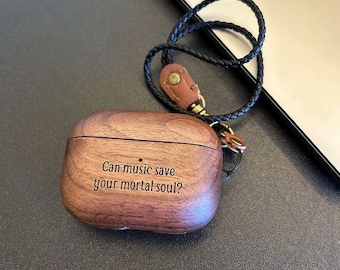 Funda de madera grabada para AirPods 1/2/3 Pro 1/2/3, funda protectora de madera para AirPods, funda con llavero, regalo de cumpleaños