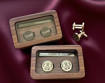 Groomsmen Cufflinks, Groomsmen Gifts, Personalized Cufflinks for Men, Best Man Gift, Groomsman Proposal, Custom Tie Clip Set